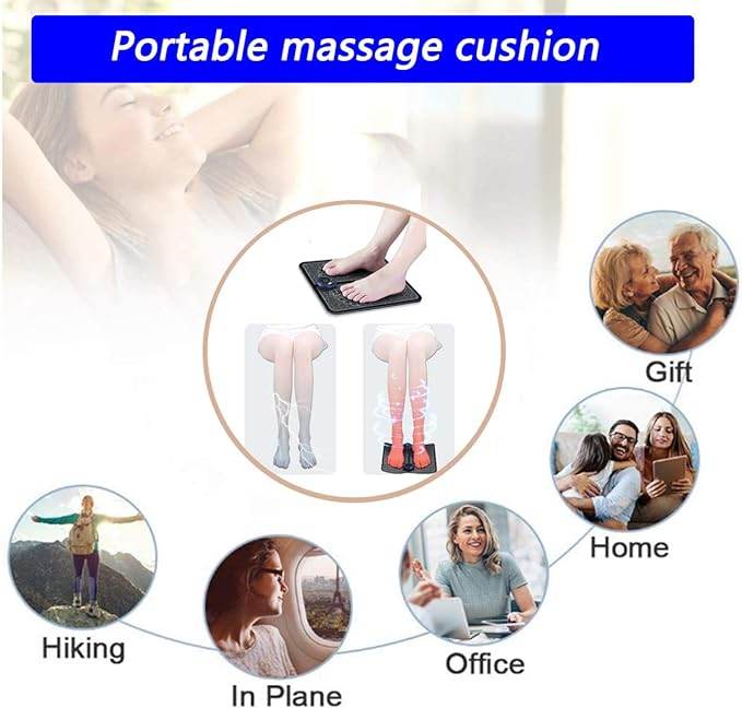 EMS Foot Massager - Portable Feet Massage Machine, Electronic Muscle Stimulatior Massage Mat USB Rechargeable