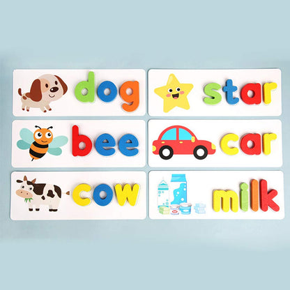 Wooden Spelling Words Flash Cards Activity Game