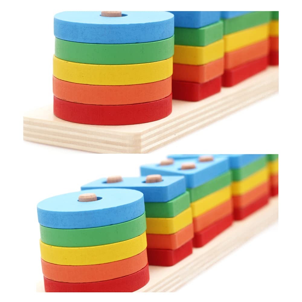 Wooden Rectangle Multicolor Geometric Shapes Sorter