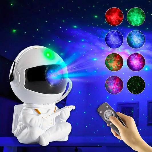 Astronaut Galaxy Star Projector Night Light – USB-Powered LED ANebula Lamp with Remote Control, Space-Themed Room Decor